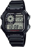 Casio Mens Digital World Time Alarm Rubber Strap Watch - AE-1300WH-1AVDF Casio