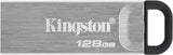 Kingston DataTraveler Kyson USB 3.2 Gen 1 Flash Drive 128GB - Stylish Capless Metal Case