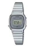 Casio Ladies Digital Vintage Classic Silver Stainless Steel Alarm Timer Watch LA670WA-7DF