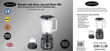 AMplus Blender with Glass Jug & Mill