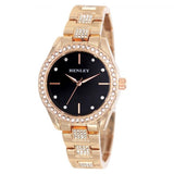 Henley Ladies Bling Black Dial & Rosegold Bracelet Watch H07324.43