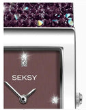 Sekonda Seksy Ladies Bling Rectangular Purple Dial & Purple stone Stainless Steel Bracelet Strap Watch