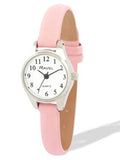 Ravel Ladies Round Petite Silver Case Clear Numeral with Pink Leather Strap Watch