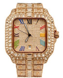 NY London Mens Fashion Bling Assorted Watch Dated Square RoseGold Dial RoseGold Bracelet Watch