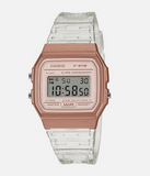 Casio Ladies Pink Digital Metallic Finish Clear Strap Watch