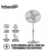 Infapower 16-inch chrome metal high-velocity pedestal fan Infapower