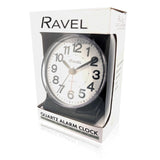 Ravel Bedside Quartz Mid Sized Bold Black Numbers Alarm Clock Black