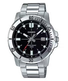 Casio Mens Silver Stainless Steel Black Dial Analogue Watch MTP-VD01D-1EVUDF