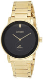 Citizen Mens Gold Stainless Steel Black Dial Quartz Watch Gadgetize