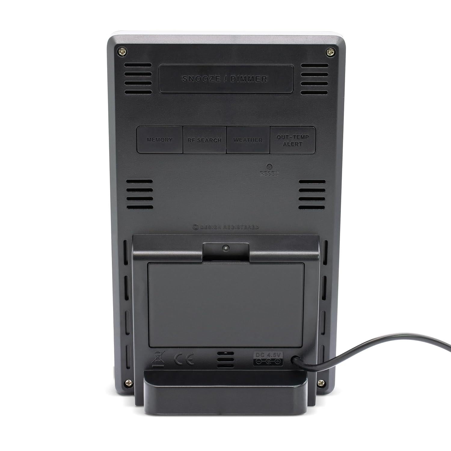 Acctim Ermir Display Graphite Grey 6 in 1 Barometric Weather Station with Outdoor Sensor Temperature Humidity Alarm Clock