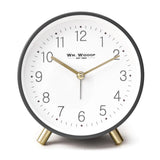5377G WM WIDDOP Round Alarm Clock with Gold Metal Legs - Grey