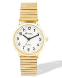 Ravel Ladies Basic Everyday White Dial Golden Stainless Steel Expander Bracelet Watch