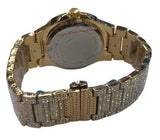 NY London Mens Fashion Bling Assorted Watch Dated Square Gold Dial Gold Bracelet Watch