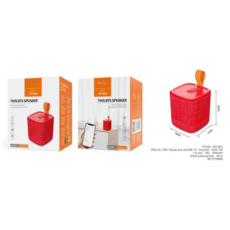 Portable BTS Speaker Seedling, BT5.0, 5W, TWS/FM/TF(32G)/USB/Audio3.5, 1200mAh, Red