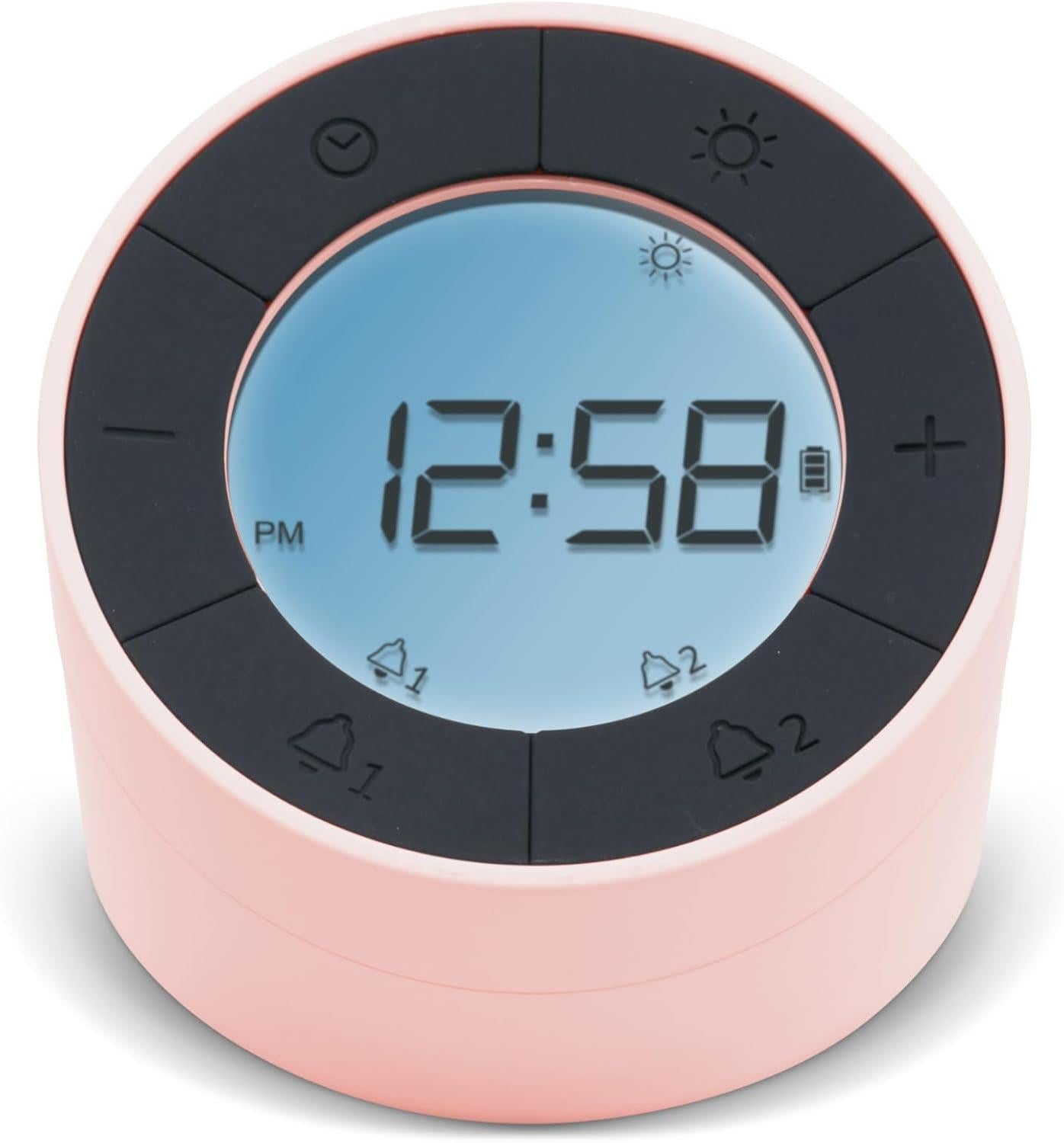 Acctim Jowie Dual Digital Alarm Clock/Nightlight Superbrite with Light Touch Sensor Pink