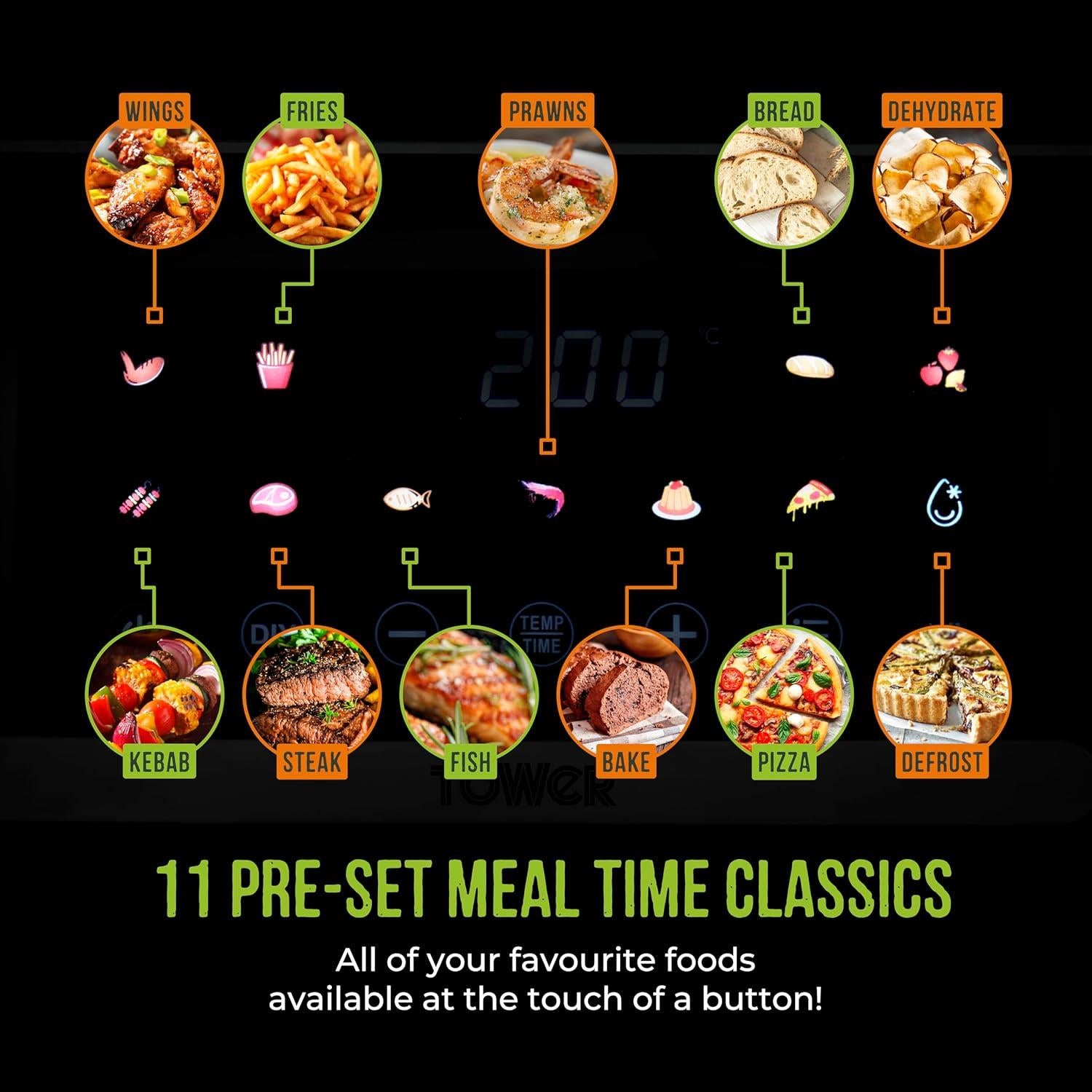 Tower 5L Colour Screen Digital Airfryer 1500w