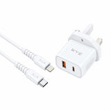 GaN 20W USB-C & A USB-A Power Adaptor With USB-C To 8-Pin 1m Cable Gadgetize