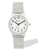 Ravel Ladies Basic Everyday White Dial Silver Stainless Steel Expander Bracelet Watch
