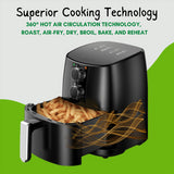 Domestic King 4L Air Fryer With Timer & Temperature Control Black- DK18056