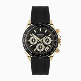 Sekonda Mens Circuit Chronograph Gold Alloy Case & Black Silicone Strap with Black Dial Watch