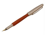 Imperial Wood Matt Brown Silver Trim Fountain Pen Fine NIB IMP323R