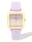 Ravel Ladies Fashion Summertime Square Gilt Case Dial with Purple Leather Strap Watch
