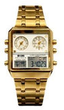 S135 Mens Chronograph Fashion Digital Square Big Dated Dial Stainless Steel Bracelet Watch NY London Available Multiple Colour