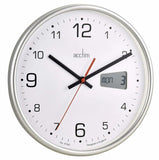 Acctim Kalendar Silver Frame with Digital Date 270mm Diameter Wall Clock 22367