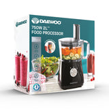Daewoo 750W Plastic Compact Food Processor with 2L Bowl and 1.8L mixer Blender Jug