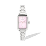 Henley Womens Mnimal Rectangular Bracelet Watch - Silver Tone/Purple
