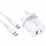 GaN 20W USB-C & A USB-A Power Adaptor With USB-C To USB-C 1m Cable Gadgetize