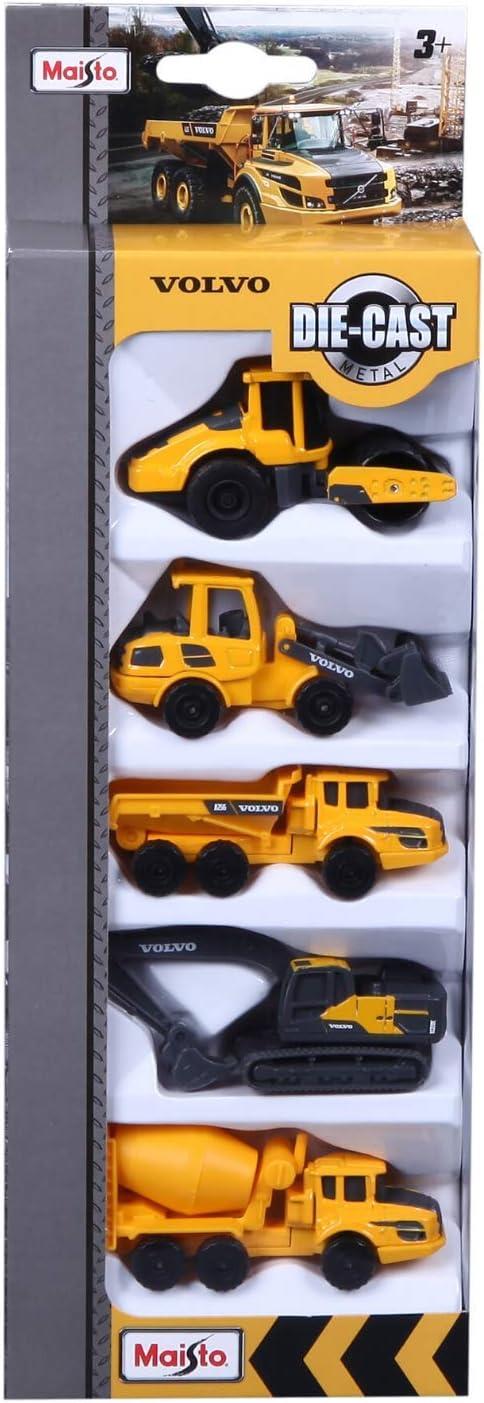 Maisto Mini Working Machines VOLVO CONSTUCTION 5 PACK – Incredibly Detailed Die - Cast Replica Collectible Model - Gadgetize