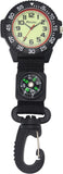 Ravel Mens Fashion Black Nylon Clip-On Carabiner with Compass and Luminous Dial Analogue Watch