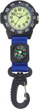 Ravel Mens Fashion Blue Nylon Clip-On Carabiner with Compass and Luminous Dial Analogue Watch