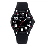 Ravel Mens Sports Black Dial Black Silicone Strap Watch