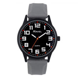 Ravel Mens Sports Black Dial Grey Silicone Strap Watch
