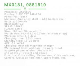 Woox MX0181 Bluetooth with Voice Calling, BT V5.3, 200mAh Battery, Grey Smart Watch - Gadgetize