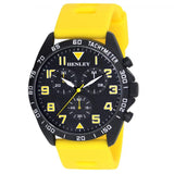 Henley Men's Multi Eye Black Dial With Yellow Sports Large Silicone Strap Watch H02215.9