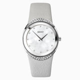 Seksy Women's Silver Case & Leather Strap with White Dial 2730