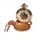 Boxx Mens Rose Gold Skeleton Mechanical Pocket Watch 12