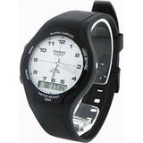 Casio Men's Black Rubber Quartz Watch White Dial AW-90H-7BVDF.