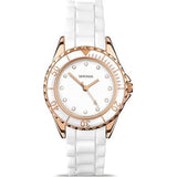 Sekonda Women's Fashion White & Rose Gold Rubber Strap Watch 4742