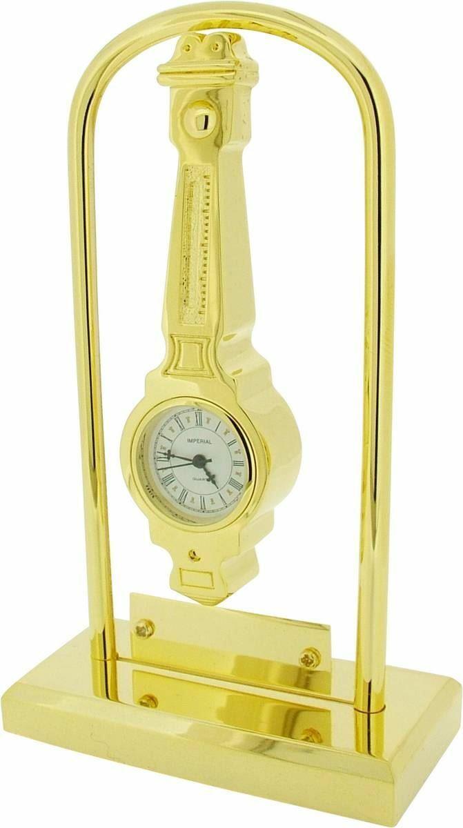 Miniature Clock Gold Barometer Style Solid Brass IMP39 - CLEARANCE NEEDS RE-BATTERY