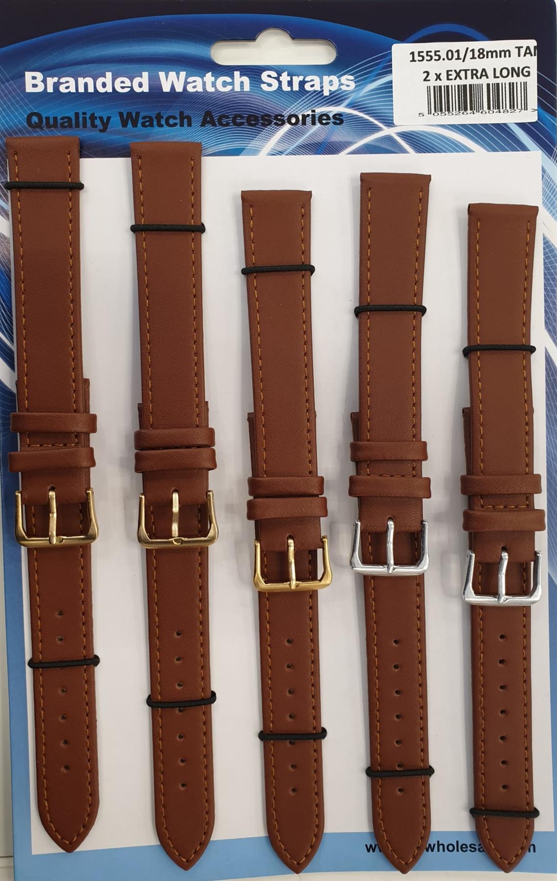 1005 Padded Tan coloured Leather Watch Straps Pk5 18mm