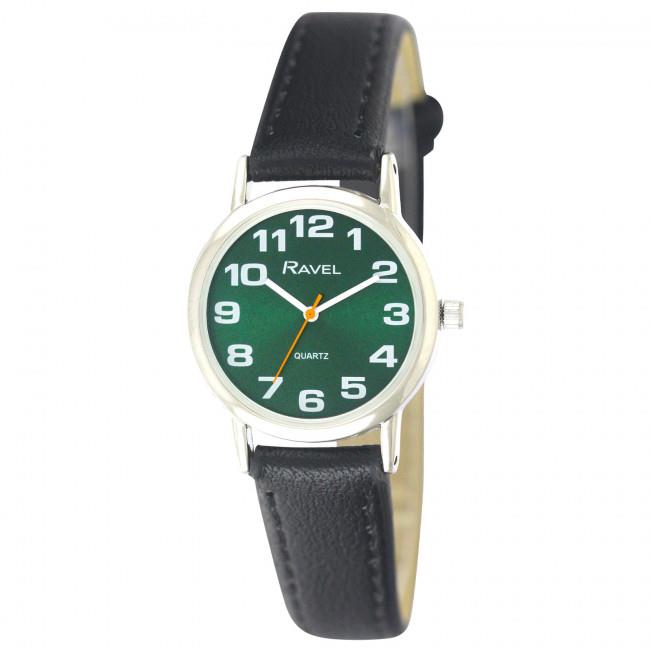 Ravel Women's Classic Green Dial Black Strap Watch R0105.48.2
