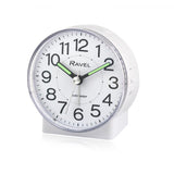 Ravel Round Mid Sized Bedside Quartz Alarm Clock - White RC039.4