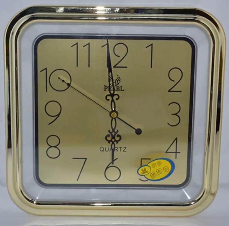 Amplus Square Wall Clock Gold with Gold Face PW030G