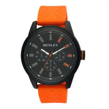 Henley Men's Black Dial Orange Silicone Sports Rubber Strap Watch H02203.8