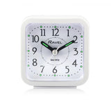 Ravel Rectangular Mini Bedside Quartz Alarm Clock - White RC043.4