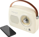 Rechargeable Bluetooth Speaker with FM Radio- Cream